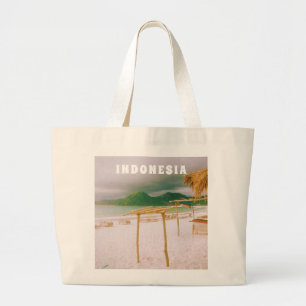 Bolsa Tote Grande Indonesia Lombok Paraíso Tropical Impressão