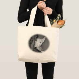 Bolsa Tote Grande Inglês bull terrier Snuggled sob uma cobertura -