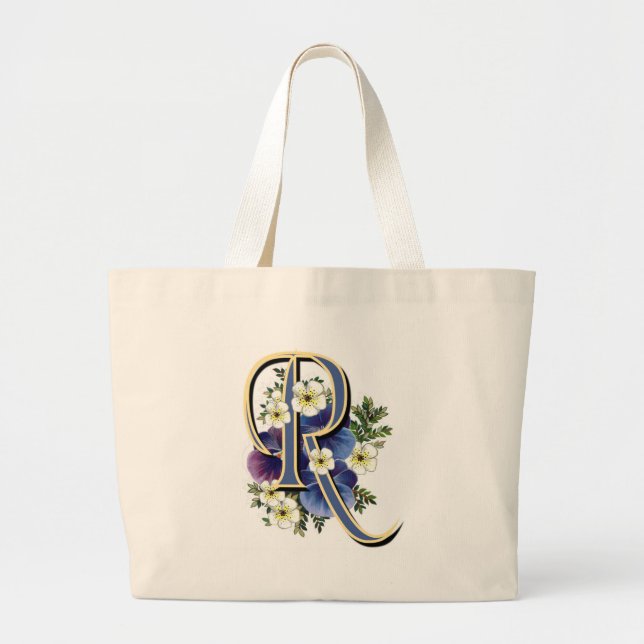 Bolsa Tote Grande Inicial do amor perfeito - R (Frente)