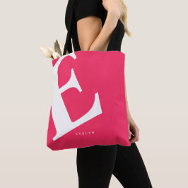 Bolsa Tote Grande Inicial | Tipografia Moderna | Rosa