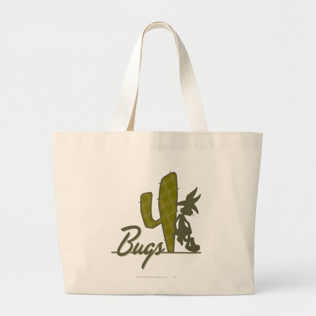 Bolsa Tote Grande INSETOS BUNNY™ Cowboy se inclinando em Cactus (Frente)