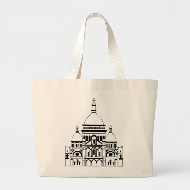 Bolsa Tote Grande Inspirado pelo Sacre Coeur, Montmartre (Frente)