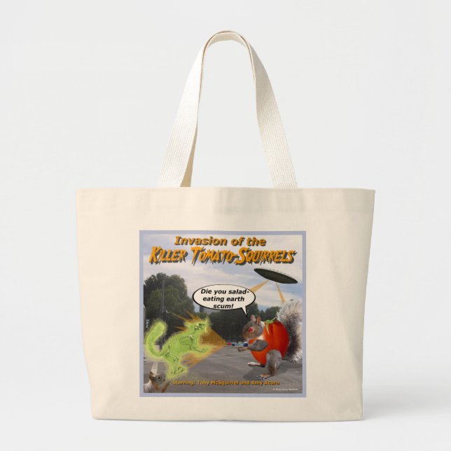 Bolsa Tote Grande Invasão dos Esquilos do Tomato Assassino Grande Bo (Frente)