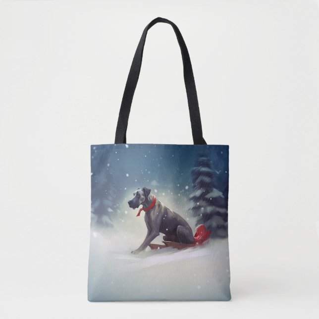 Bolsa Tote Grande inverno de neve de Natal Dane (Frente)