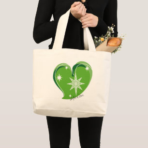 Bolsa Tote Grande inverno no amor-Signature-Green Tote Bag