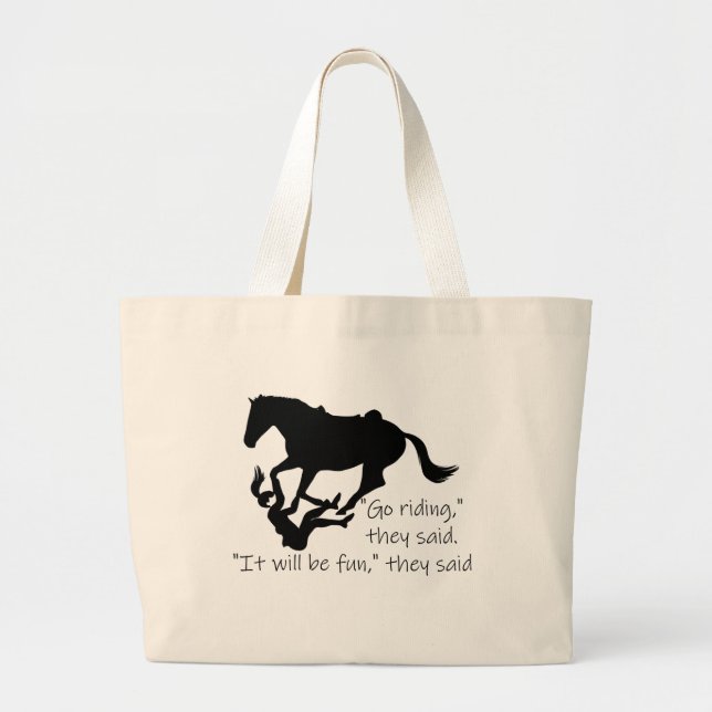 Bolsa Tote Grande Ir Andar Cavalos Engraçada Cotação (Frente)