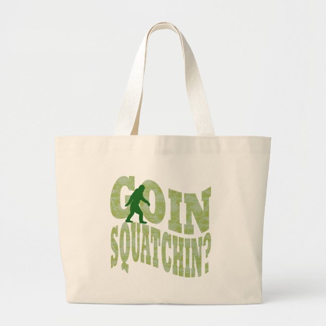 Bolsa Tote Grande Ir para o campo? texto e camo verde (Frente)