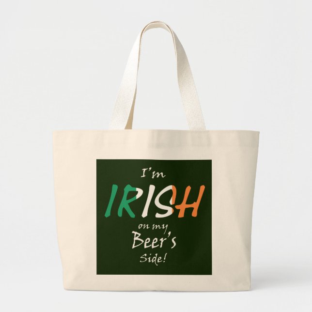 Bolsa Tote Grande Irlandês no lado das minhas cervejas jtcnt (Frente)