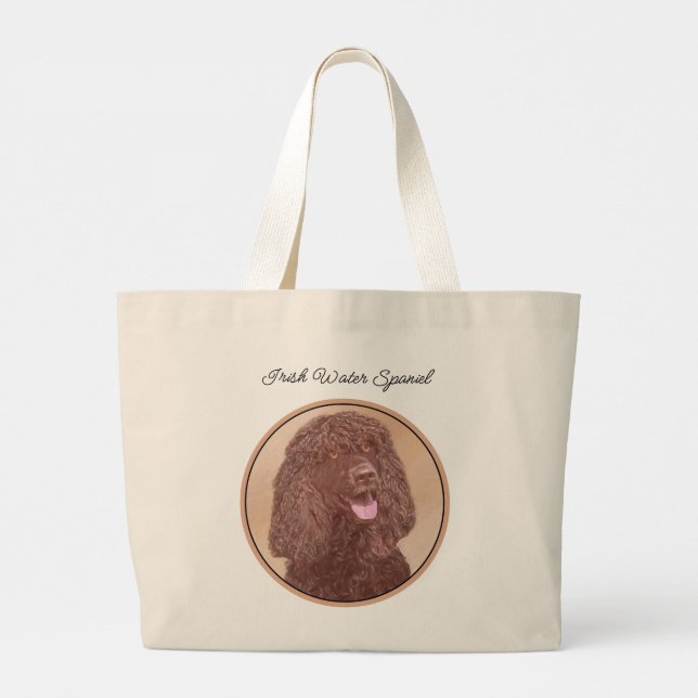 Bolsa Tote Grande Irlandês Water Spaniel IWS Pintando Arte Original  (Verso)