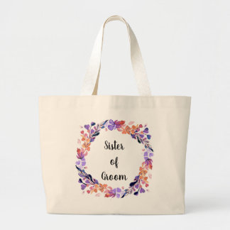 Bolsa Tote Grande Irmã do Groom Floral Wreath