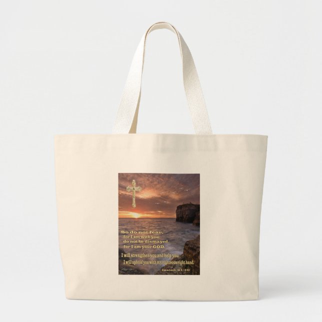 Bolsa Tote Grande Isaiah 41: 10 presentes cristãos (Frente)