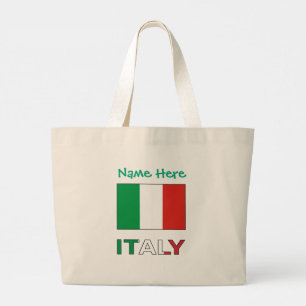 Bolsa Tote Grande Itália, Sinalizador italiano Personalização verde