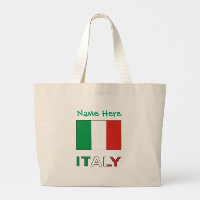 Bolsa Tote Grande Itália, Sinalizador italiano Personalização verde (Verso)