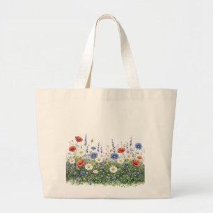 Bolsa Tote Grande jardim botânico de flores silvestres