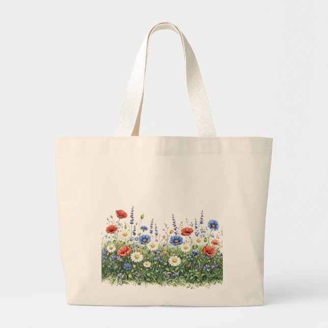 Bolsa Tote Grande jardim botânico de flores silvestres (Frente)