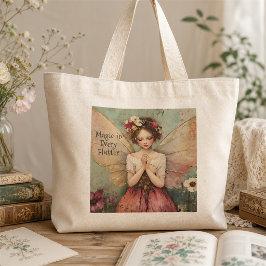 Bolsa Tote Grande Jardim de Flores de Fada Mágica Personalizado