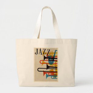 Bolsa Tote Grande jazz retro 1950s estilo poster beatnik meio século