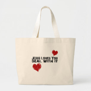 Bolsa Tote Grande Jesus ama-o: Negócio com ele