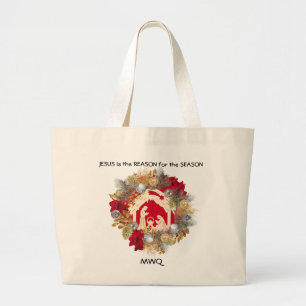 Bolsa Tote Grande JESUS É A RAZÃO DA Natividade de Natal do Monogr