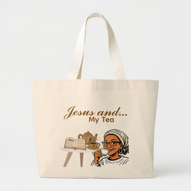 Bolsa Tote Grande Jesus e Meu Chá (Frente)