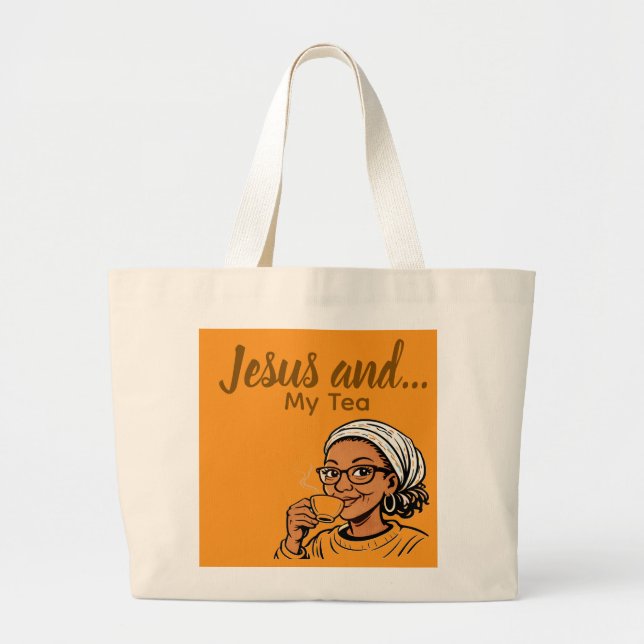 Bolsa Tote Grande Jesus e Meu Chá (Frente)