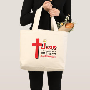 Bolsa Tote Grande JESUS ME RANSOMOU Páscoa Cristã