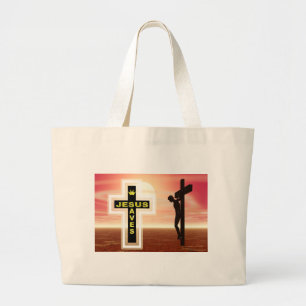 Bolsa Tote Grande Jesus salvar a imagem da crucificação