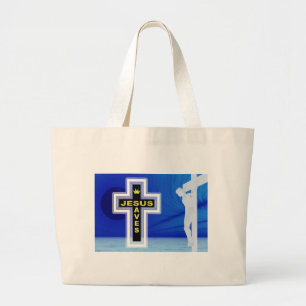 Bolsa Tote Grande Jesus salvar a imagem da crucificação
