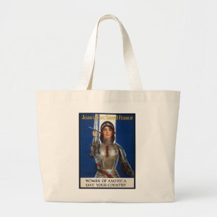 Bolsa Tote Grande Joan of Arc WPA Feminismo Francês Americano Anúnci