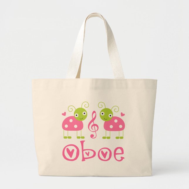 Bolsa Tote Grande Joaninhas cor-de-rosa bonitos de Oboe (Frente)