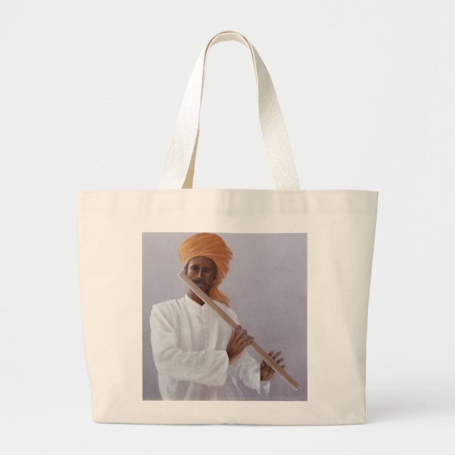 Bolsa Tote Grande Jogador de flauta (Frente)
