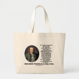 Bolsa Tote Grande Jogando Chess Caution Benjamin Franklin Cote