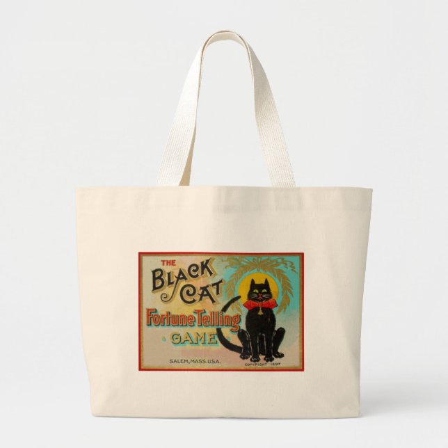 Bolsa Tote Grande Jogo de Contato de Gato Negro (Frente)