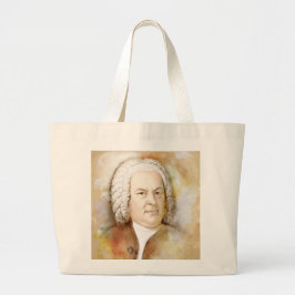 Bolsa Tote Grande Johann Sebastian Bach Portrait em bege