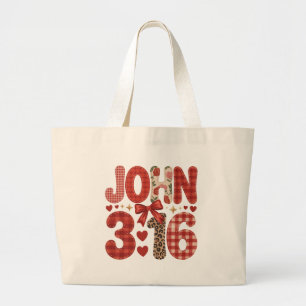 Bolsa Tote Grande John 3:16 Sacola de Mão Jumbo de São Valentim