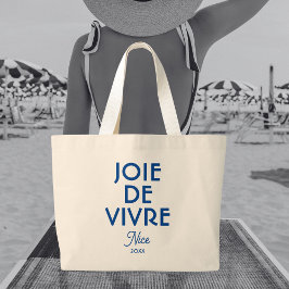 Bolsa Tote Grande Joie De Vivre Belo Ano Personalizado Francês
