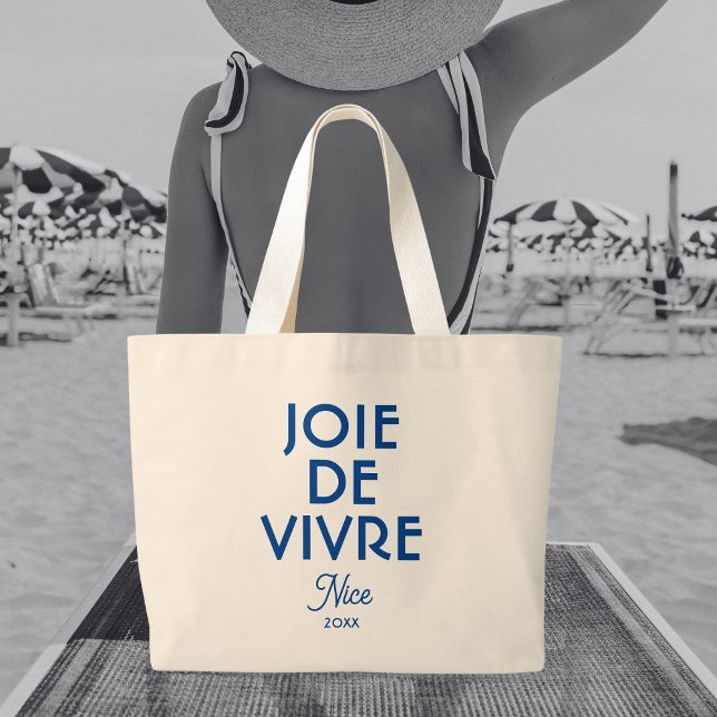 Bolsa Tote Grande Joie De Vivre Belo Ano Personalizado Francês (Criador carregado)