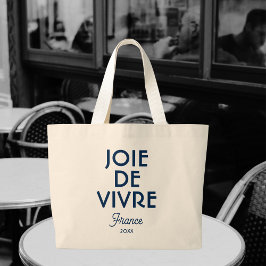 Bolsa Tote Grande Joie De Vivre França Ano Personalizado Francês