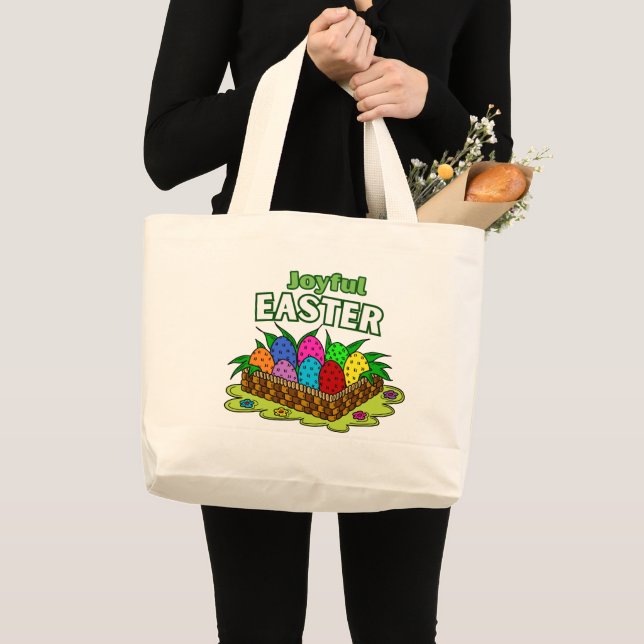 Bolsa Tote Grande Joyful Easter -Easter Tote Bag (Frente (produto))
