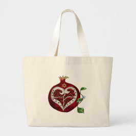 Bolsa Tote Grande Judaica Pomegranate Heart Hanukkah Rosh Hashanah