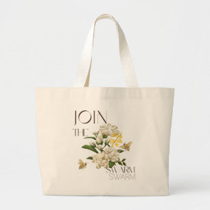 Bolsa Tote Grande Junte-se ao Enxame Abelha Mel Vintage para cuidado