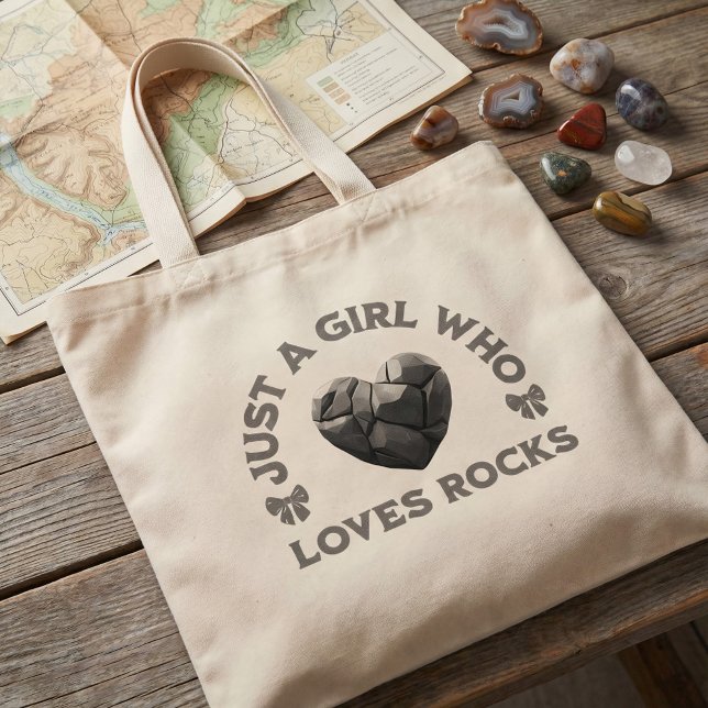 Bolsa Tote Grande Just a Girl Who Loves Rocks Geology Heart (Criador carregado)