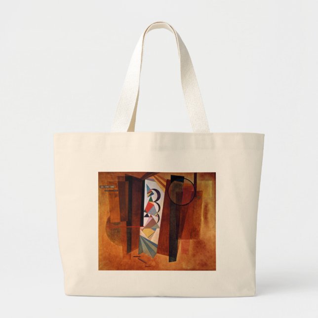 Bolsa Tote Grande Kandinsky Development in Brown Abstrato Painting (Frente)