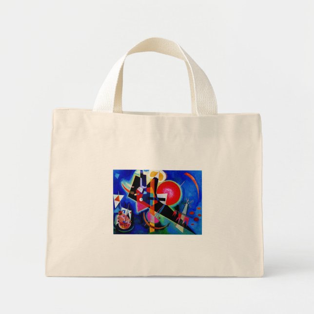 Bolsa Tote Grande Kandinsky na pintura de Abstrato azul (Frente)