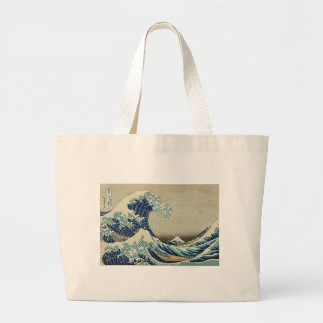 Bolsa Tote Grande Katsushika Hokusai: A onda do Excelente em Kanagaw (Frente)