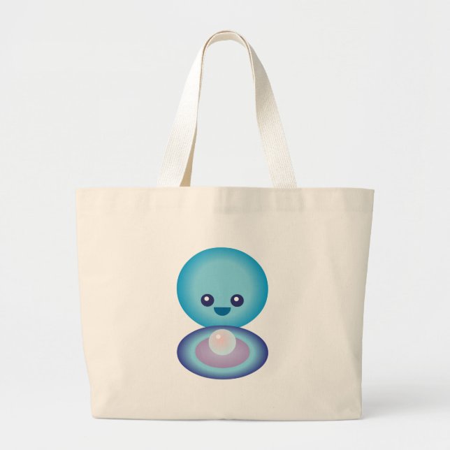 Bolsa Tote Grande Kawaii Happy Clam (Frente)