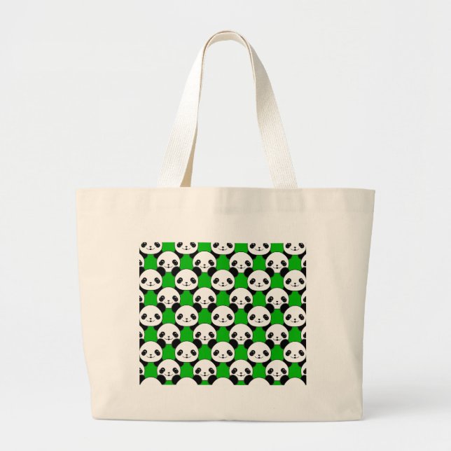 Bolsa Tote Grande Kawaii Panda Bear Pattern (Frente)