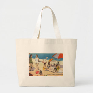 Bolsa Tote Grande Keansburg, NJ Shore - Cena de praia de Vintage San