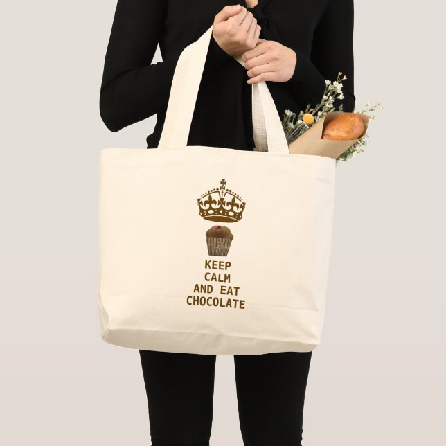 BOLSA TOTE GRANDE KEEP CALM  EAT  CHOCOLATE (Frente (produto))