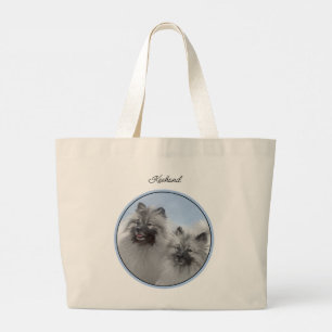 Bolsa Tote Grande Keeshond Painting 2 Keeshonden Original Dog Art